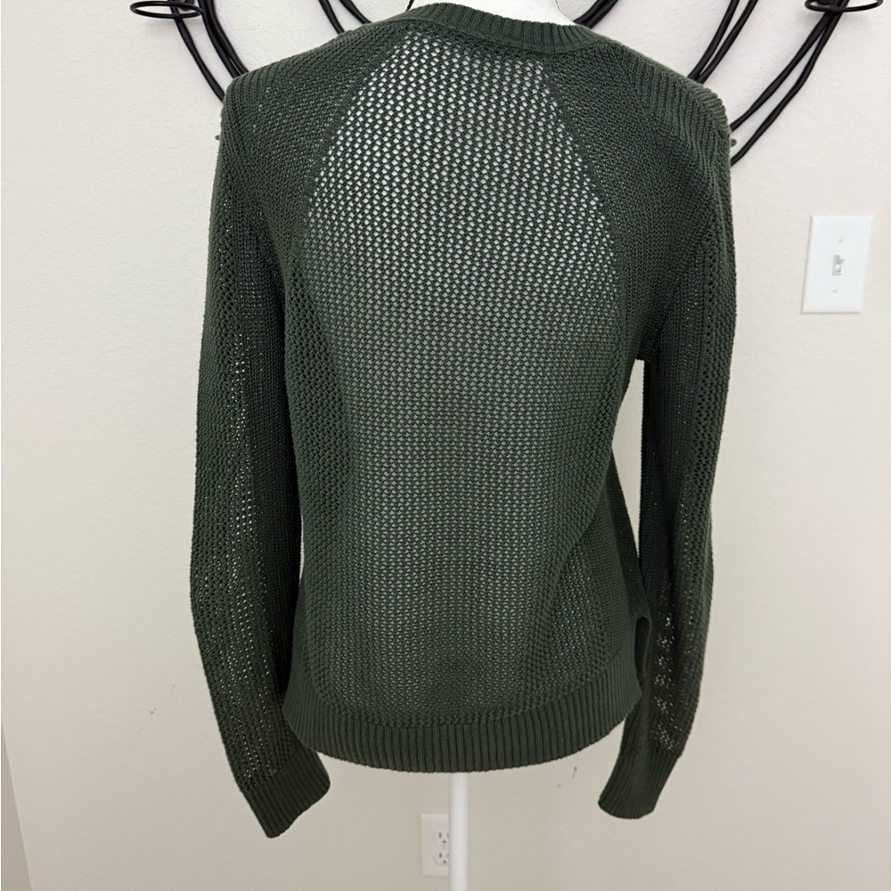 Athleta Forest Green Women's open knit Crew Neck Sweater - Picture 5 of 6